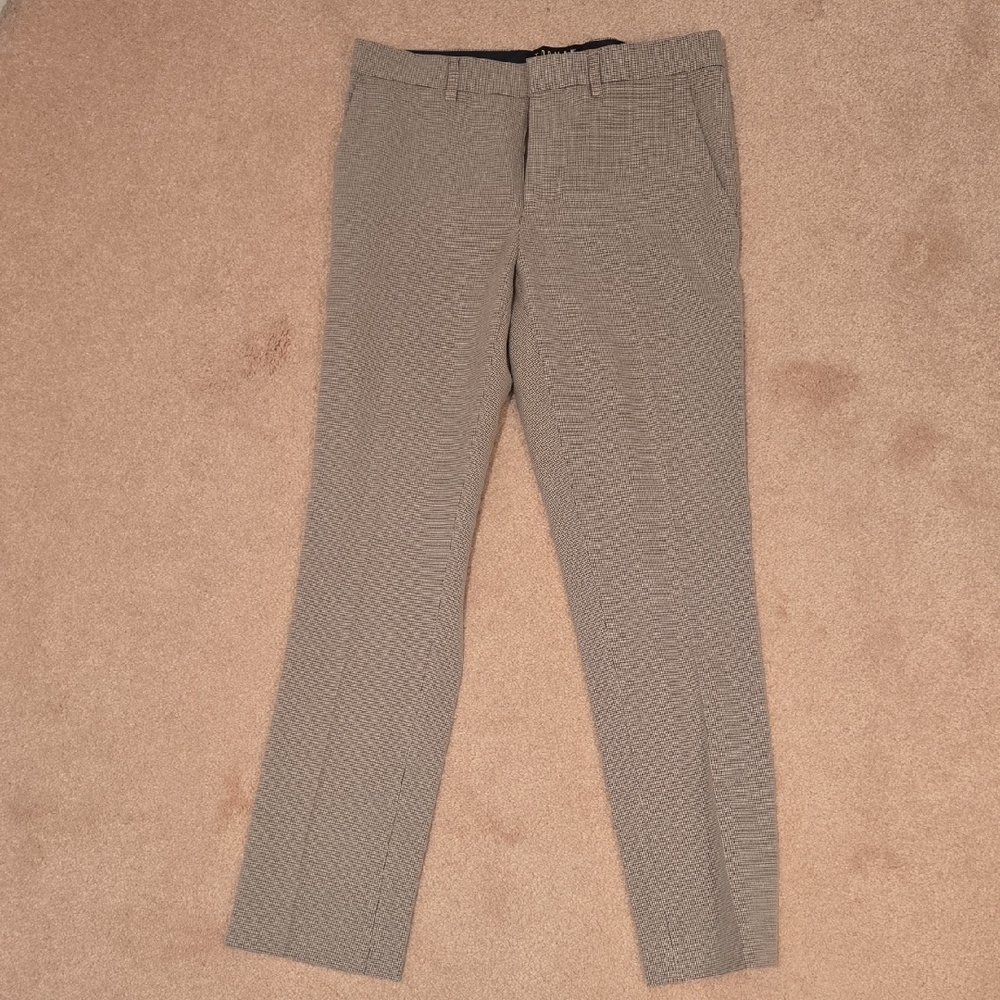 Slim Fit Topman Men's Tan With Pattern Dress Pants